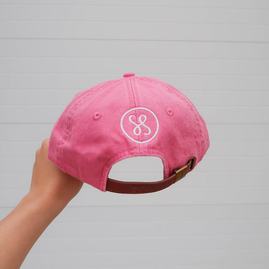 Hey Friends Embroidered Hat - Pink