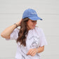 Hey Friends Embroidered Hat - Blue