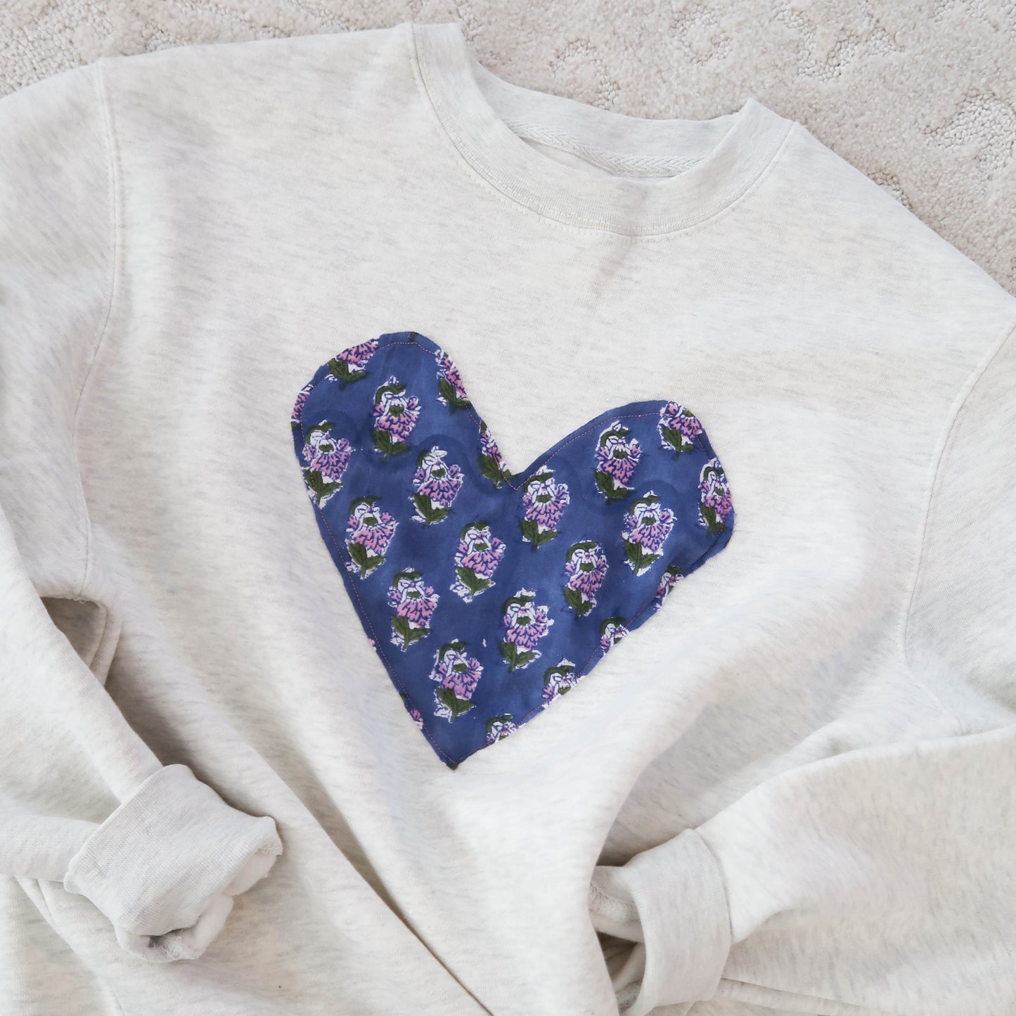 Hand Sewn Heart Patch Crew